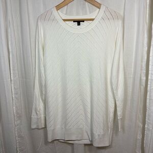 Banana Republic‎ White Pointelle Round Neck Sweater Tunic Size M